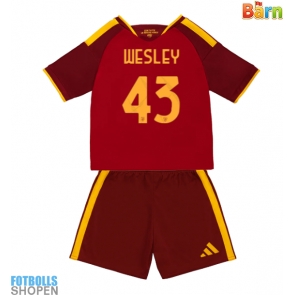 Billiga AS Roma Wesley Franca #43 Hemmatröja Barn 2026-27 Kortärmad (+ Korta byxor)